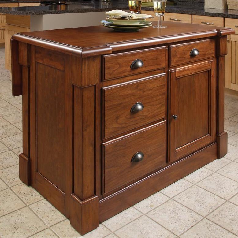 Home Styles Aspen Kitchen Island with 4 Storage Drawers, 1 Storage